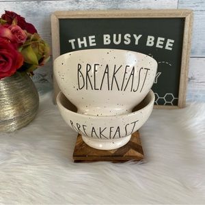 Rae Dunn BREAKFAST Speckled Bowls Set Of 2